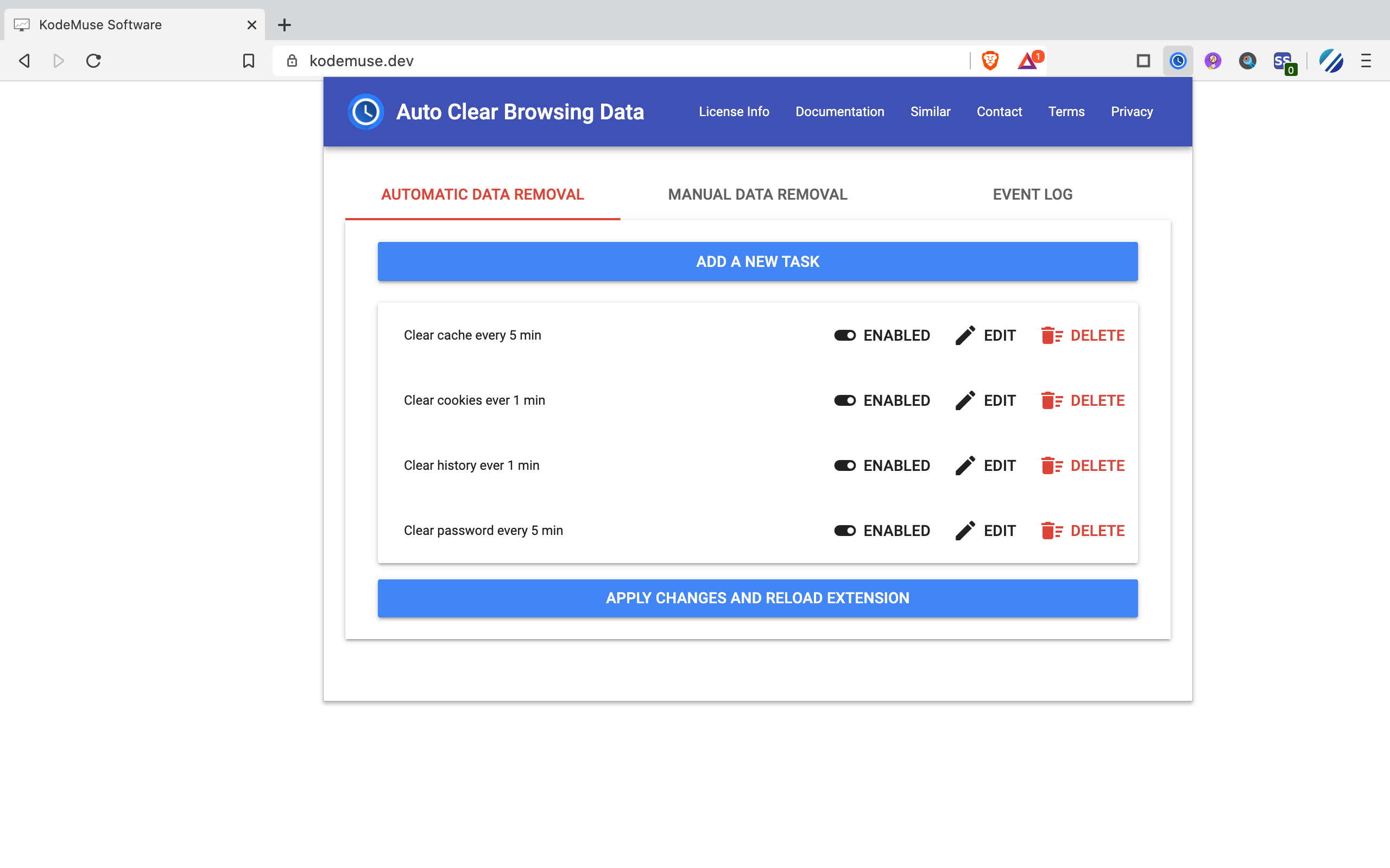 Auto Clear Browsing Data